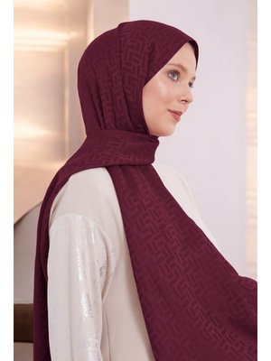 Dikdörtgen Desen Blue Jakar Şal Bordo Dikdörtgen Desen Blue Jakar Şal Bordo