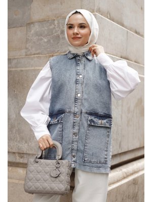 April Mavi Kot Yelek April Mavi Kot Yelek