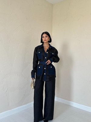 Kot Detaylı Siyah Alt Üst Takım