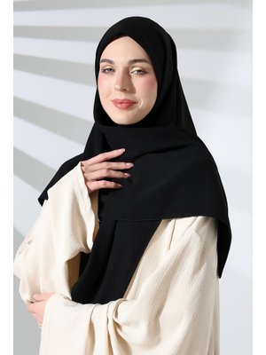 Krep Büyük Boy Eşarp Siyah Renk Krep Büyük Boy Eşarp Siyah Renk