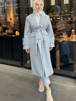 Petra Uzun Kaşe Kaban Gri Petra Uzun Kaşe Kaban Gri