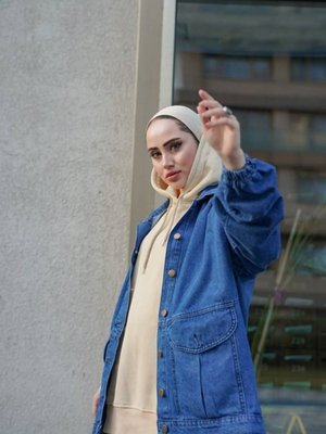 Mavi Balon Kol Oversize Kot Ceket