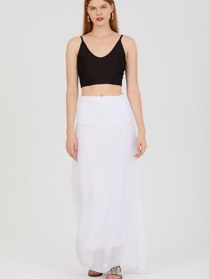 Beyaz İtalyan Astarlı İpek Uzun Etek Beyaz İtalyan Astarlı İpek Uzun Etek