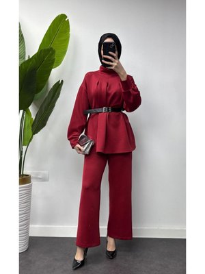 Yeni Sezon Dalgiç Kumaş Kemer Detaylı Takım