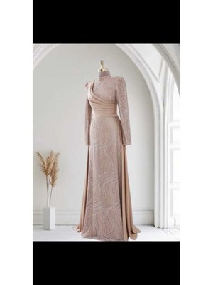 Tesettür Saten Abiye Elbise