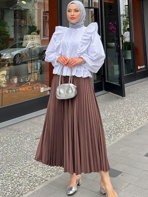 Pliseli Etek Kahverengi Pliseli Etek Kahverengi