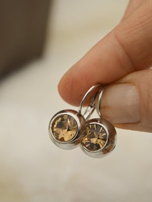 Gümüş Rengi Bal Zirkon Küpe