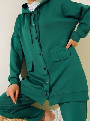 Zümrüt Yeşili Çıt Düğmeli Scuba Kumaş İkili Takım Zümrüt Yeşili Çıt Düğmeli Scuba Kumaş İkili Takım