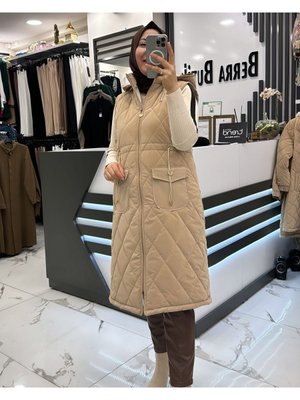 Kapitone Desen Tak Çıkar Kapişonlu Yelek