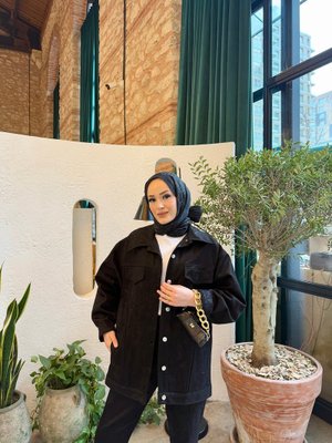 Siyah Gabardin Varaklı Ceket