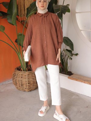 Kahverengi Yarasa Kol Yırtmaçlı Tunik Kahverengi Yarasa Kol Yırtmaçlı Tunik