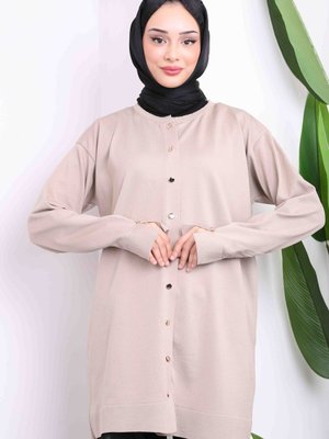 Vizon Soğuk İplik Düğmeli Triko Hırka Vizon Soğuk İplik Düğmeli Triko Hırka