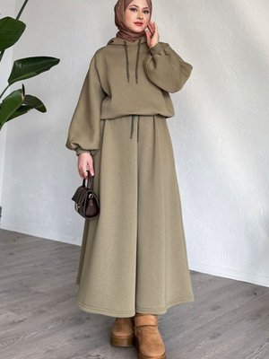 Balon Kol Sweat Etekli Haki Takım Balon Kol Sweat Etekli Haki Takım