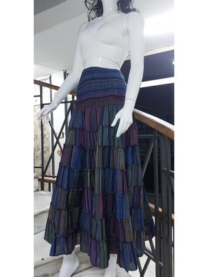 Renkli Hint Etnik Kat Kat Kesim Beli Gipeli Straplez Uzun Etek