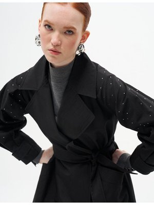 Hotfix Baskılı Kruvaze Kap Siyah