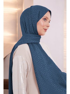 Dikdörtgen Desen Blue Jakar Şal İndigo Dikdörtgen Desen Blue Jakar Şal İndigo