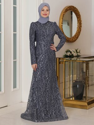Antrasit Tuana Abiye Elbise Antrasit Tuana Abiye Elbise