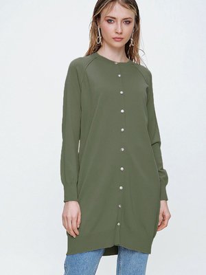 Merserize Triko Hırka Orta Boy H Haki