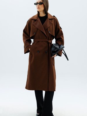 Premium Kruvaze Kahve Trençkot