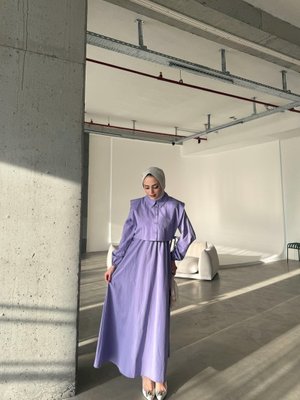 Lila Larin Yelekli Elbise