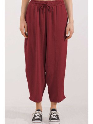 Bordo Dokuma Şalvar Pantolon Bordo Dokuma Şalvar Pantolon