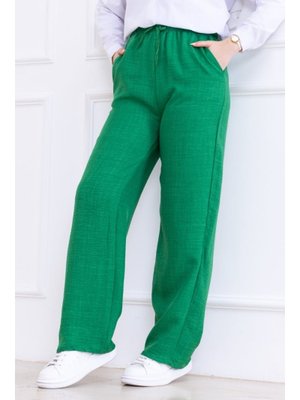 Yeşil Abel Bol Paça Cepli Ayrobin Pantolon