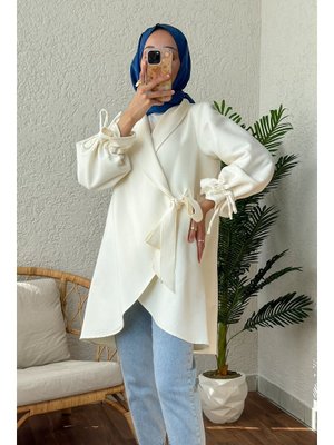 Krem Kolu Büzgülü Kaşe Kap