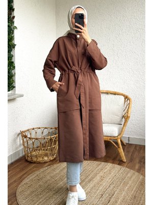 Kahverengi Bel Büzgü Kuşaklı Kap