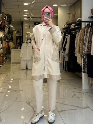 Tığ Triko Bej Çıtçıtlı Takım