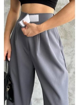 Gri Cırtlı Palazzo Pantolon