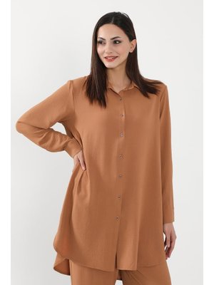 Camel Salaş Ve Şık Rahat Kesim Aerobin Uzun Gömlek,gm