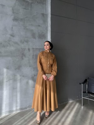 Hardal Çıtçıtlı Elbise