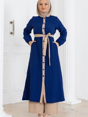 İndigo Kapüşonlu Düğmeli Takım İndigo Kapüşonlu Düğmeli Takım