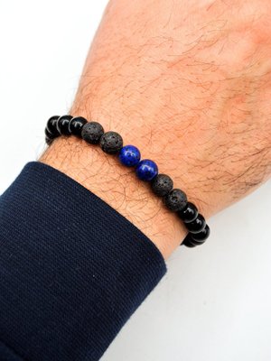 Çok Renkli Oniks Ve Lav Taşı Erkek Bileklik