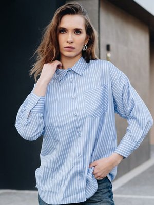 Bebe Mavi Beyaz Çizgili Uzun Kollu Tek Cepli Gömlek Bebe Mavi Beyaz Çizgili Uzun Kollu Tek Cepli Gömlek