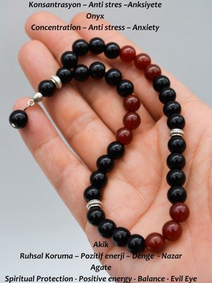 Çok Renkli Oniks Ve Akik Tespih