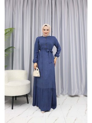 İndigo Kırçıllı Belden Bağcıklı