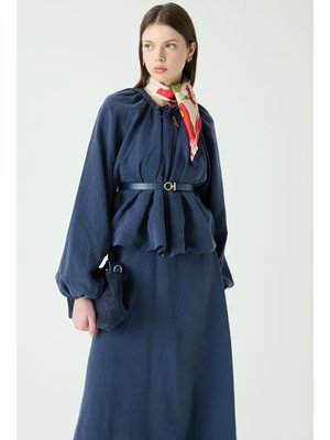 Lacivert Gwen Fermuarlı Etek Takım