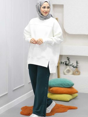 Tesettür Eteği Yırtmaçlı Basic Sweatshirt Tesettür Eteği Yırtmaçlı Basic Sweatshirt
