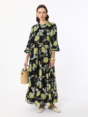 Elbise Siyah Zemin Sarı Çiçek Desen