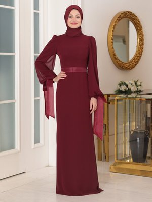 Bordo Firuze Abiye Elbise Bordo Firuze Abiye Elbise
