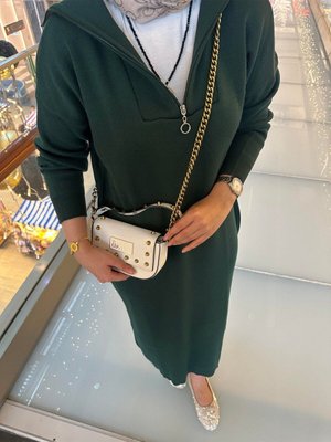 Enzo Premium İplik Serisi Fermuarlı Uzun Triko Elbise