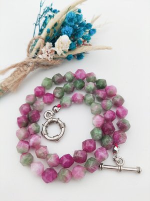 Orijinal Faset Kesilmiş Akik Şifa Kolyesi Cok Renkli