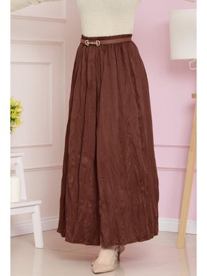 Kahverengi Beli Lastikli Kraş Etek Kahverengi Beli Lastikli Kraş Etek
