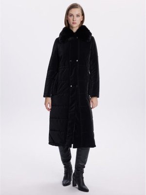 Kürk Yaka Cepli Siyah Mont Kürk Yaka Cepli Siyah Mont