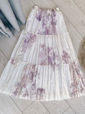 Desenli Şifon Lila Etek Desenli Şifon Lila Etek