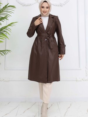 Deri Trençkot Kahverengi Deri Trençkot Kahverengi