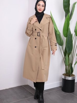 Vizon Cepli Bel Kuşaklı Trençkot Vizon Cepli Bel Kuşaklı Trençkot