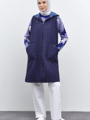 Garnili İnce Kapitone Yelek Lacivert Garnili İnce Kapitone Yelek Lacivert