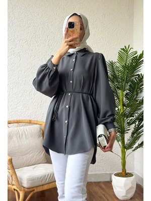 Füme Örgü Kemerli Tunik